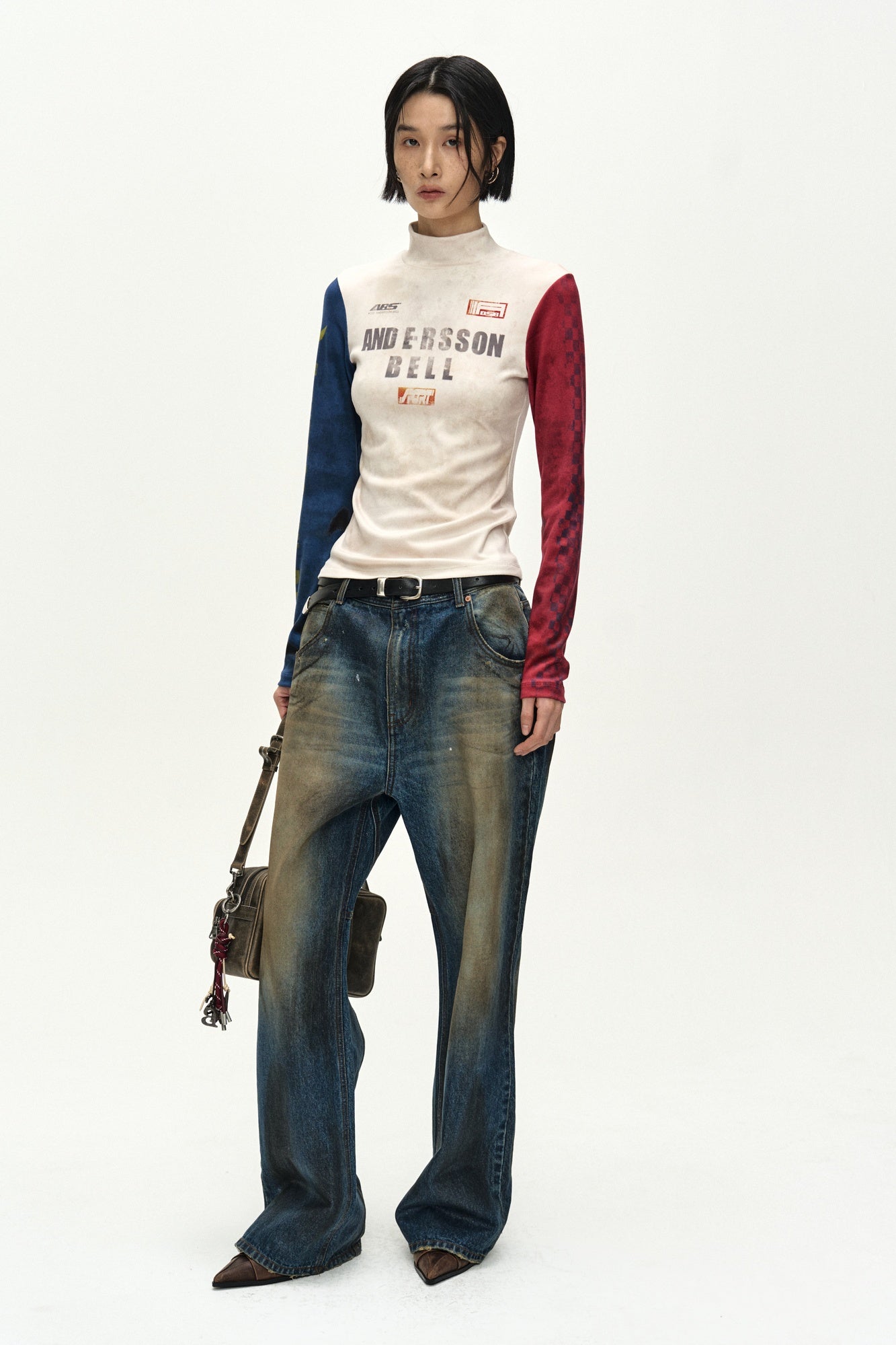 Andersson Bell - Racing Graphic Color-Block High-Neck Top (navy/red) (Navy/Red) product image 3 | TRAB K-Fashion Australia