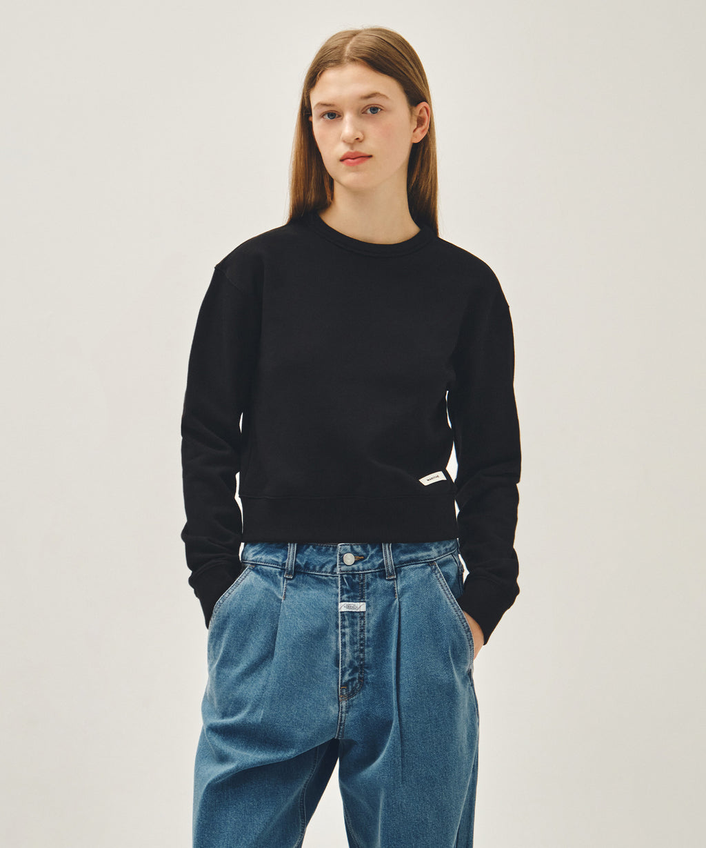 Marithe & Francois Girbaud - Basic Crop Sweatshirt (Black) product image 1 | TRAB K-Fashion Australia