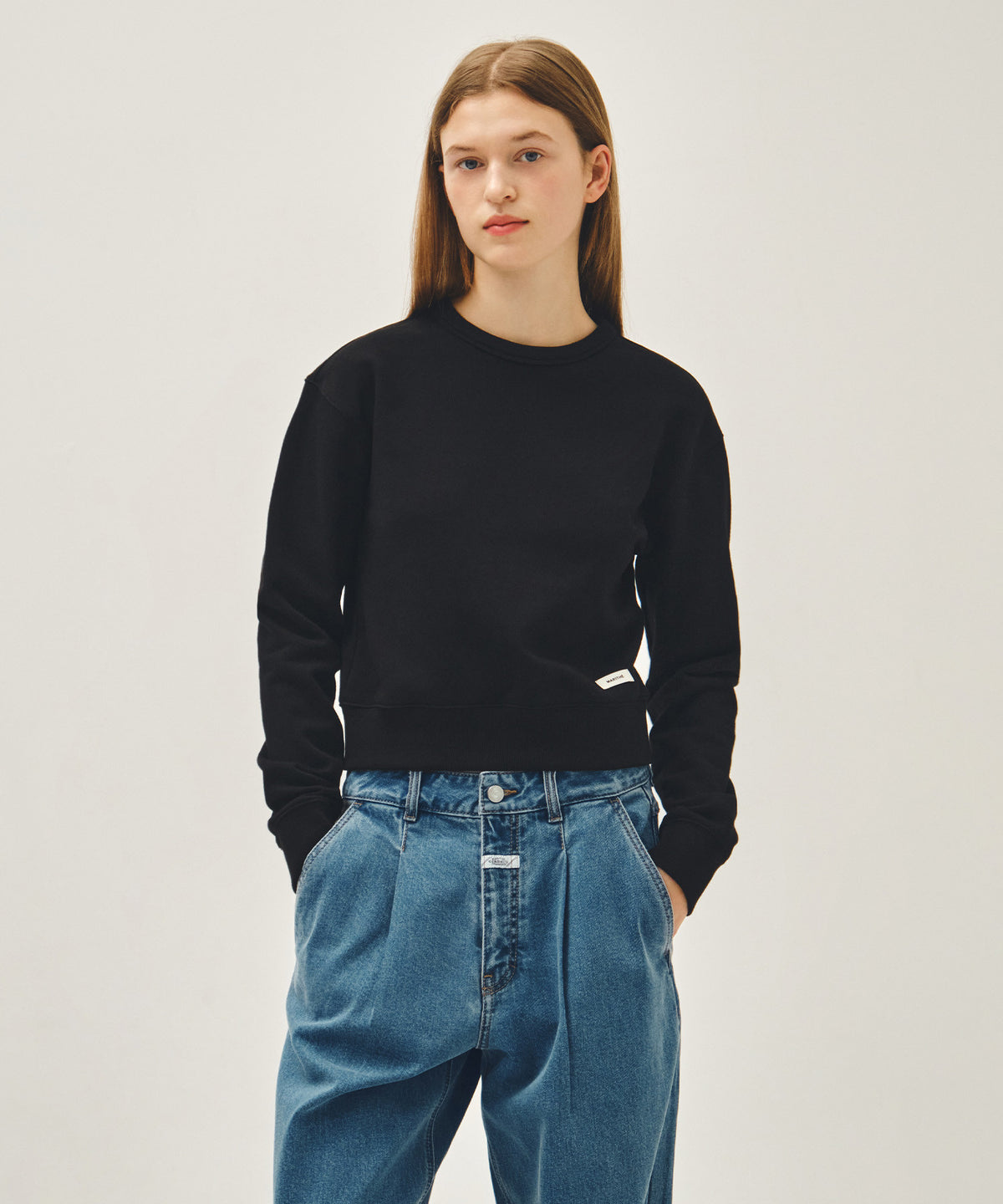 Marithe & Francois Girbaud - Basic Crop Sweatshirt (Black) product image 1 | TRAB K-Fashion Australia