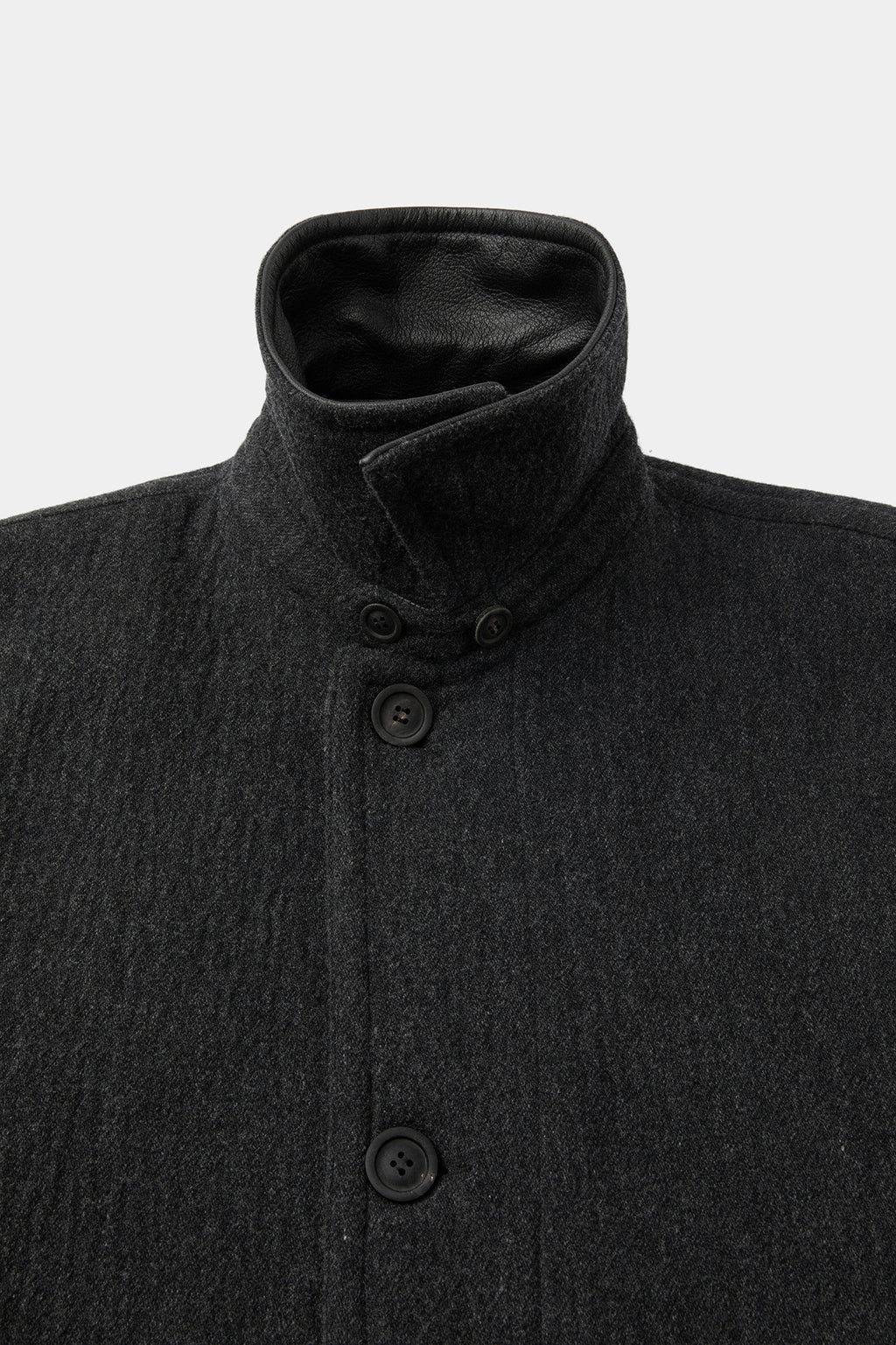 Coor - Trimming Leather Patchwork Coat (Melange Charcoal) product image 6 | TRAB K-Fashion Australia