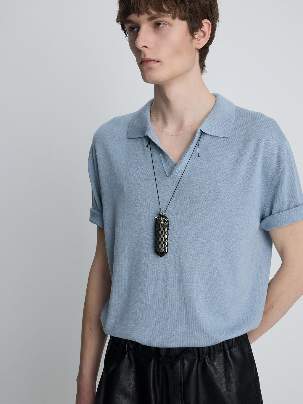 Tonywack - Silk Cashmere Open Collar Knit (Sky Blue) product image 7 | TRAB K-Fashion Australia