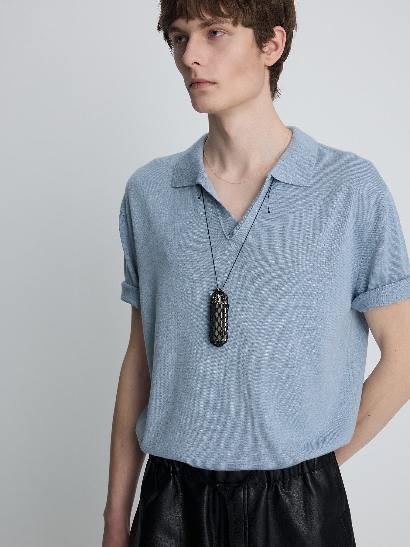 Tonywack - Silk Cashmere Open Collar Knit (Sky Blue) product image 7 | TRAB K-Fashion Australia