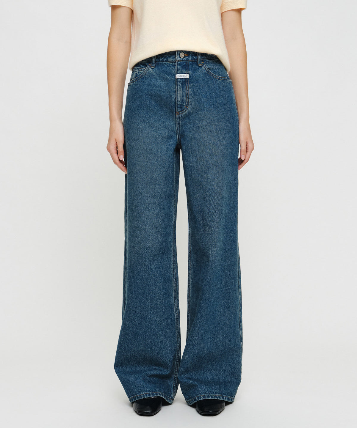 Marithe & Francois Girbaud - [Pre-order – Ships 7 Oct] Semi-wide Denim Pants (Dark Blue) product image 1 | TRAB K-Fashion Australia