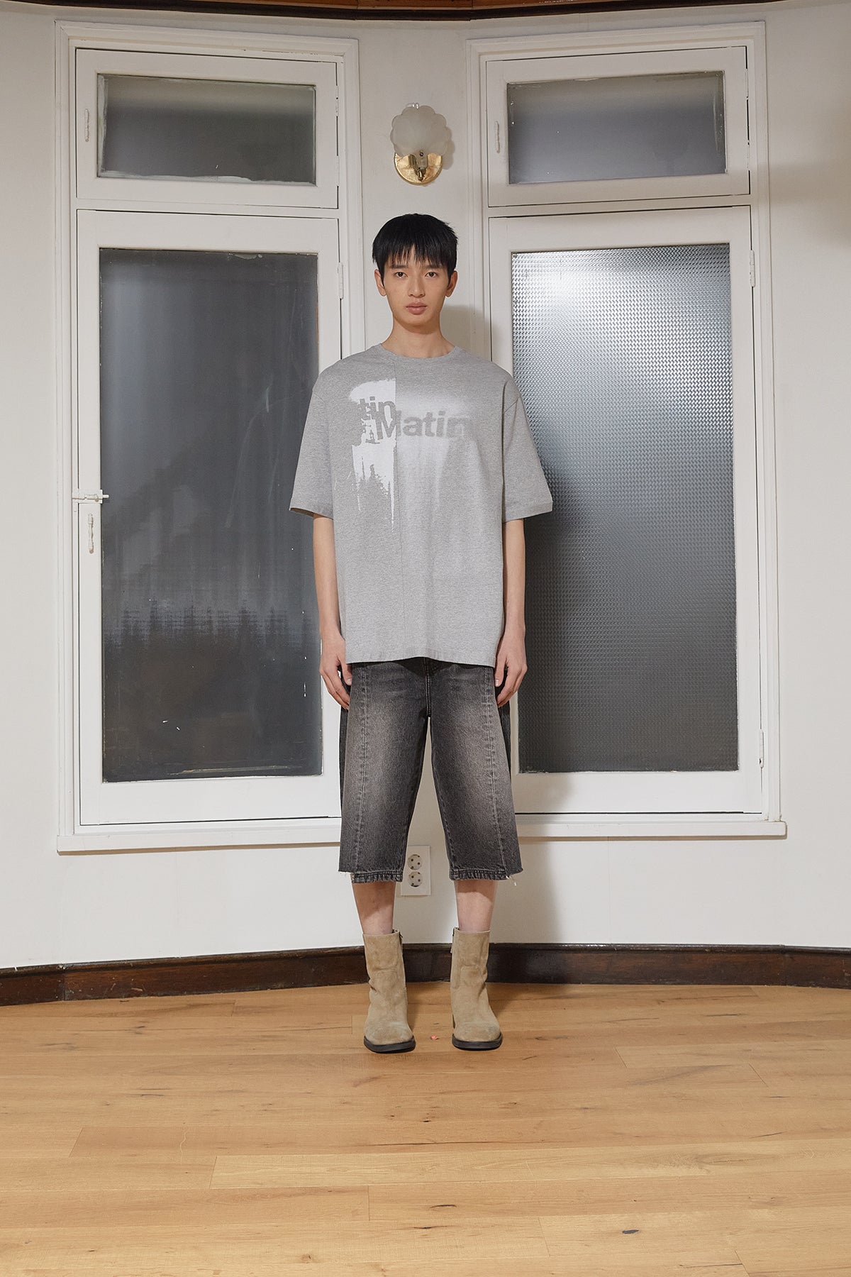 Matin Kim - Unbalance Printing Top (Grey) product image 6 | TRAB K-Fashion Australia