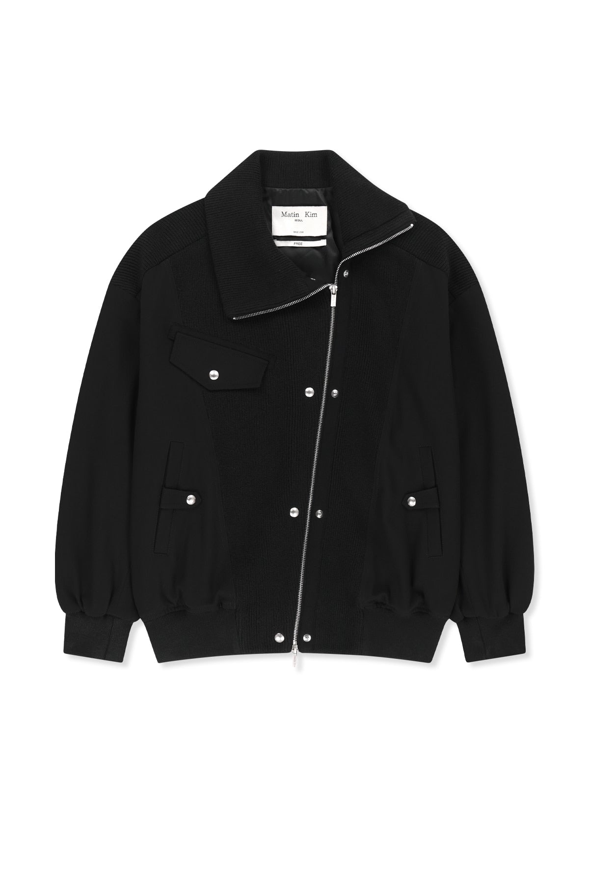 Matin Kim - Asymmetric Knit Panel Jumper (Black) product image 1 | TRAB K-Fashion Australia