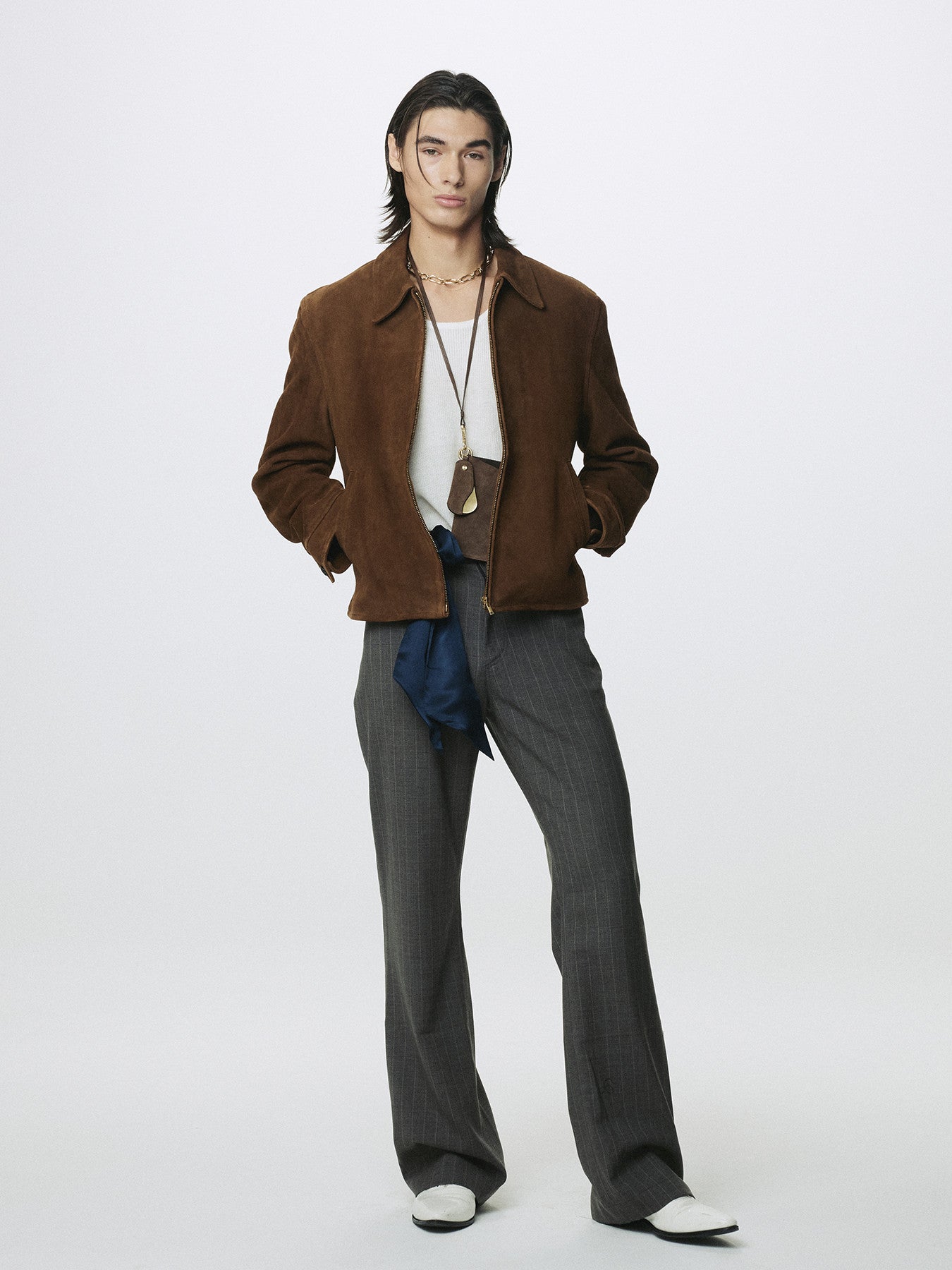 Tonywack - Goat Suede Buckle Zip Jacket (Camel Brown) product image 2 | TRAB K-Fashion Australia