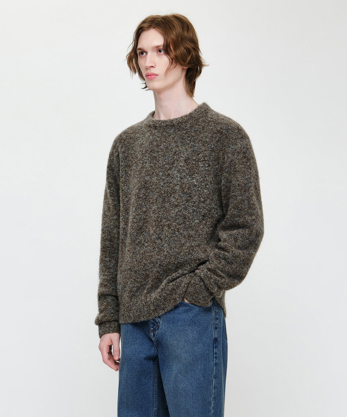Marithe & Francois Girbaud - Small Classic Logo Boucle Knit Pullover (Dark Brown) product image 1 | TRAB K-Fashion Australia