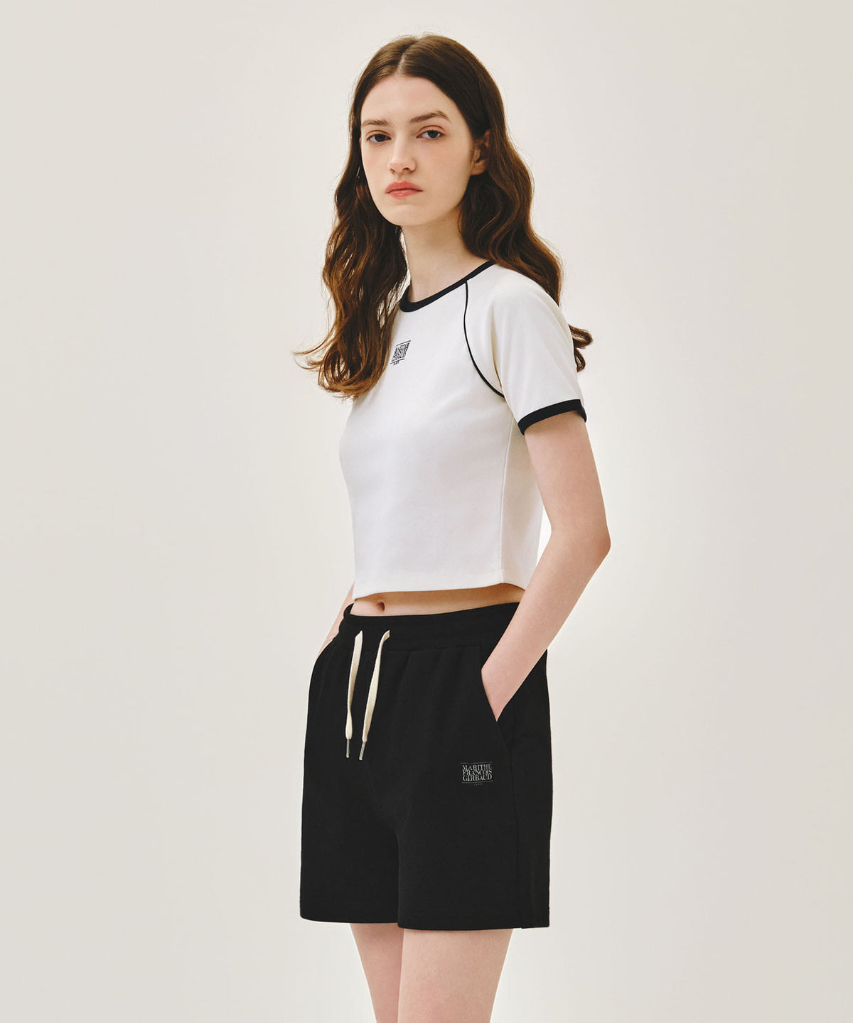 Marithe & Francois Girbaud - Aerocool Small Classic Logo Ringer Slim Crop Tee (Ivory) product image 2 | TRAB K-Fashion Australia