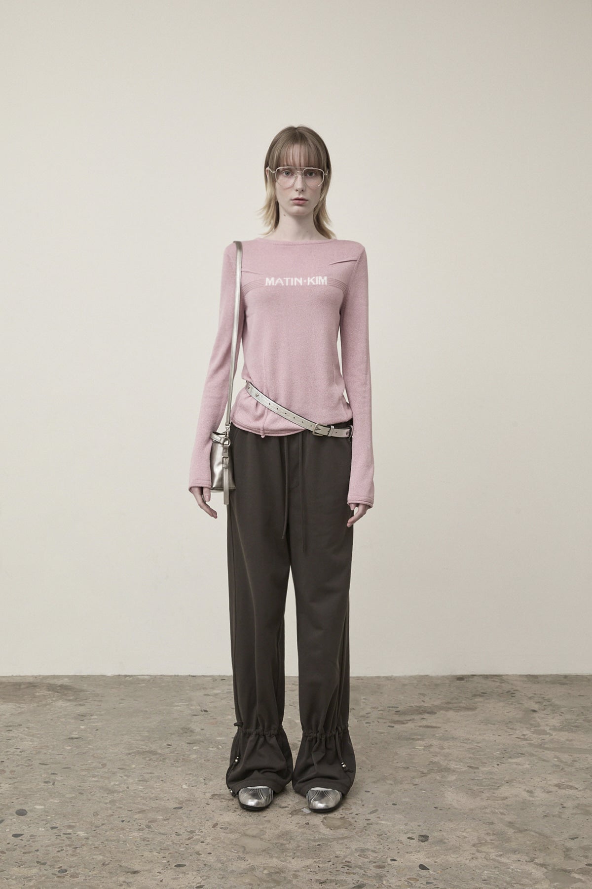 Matin Kim - Glitter Slim Logo Knit Top (Pink) product image 5 | TRAB K-Fashion Australia