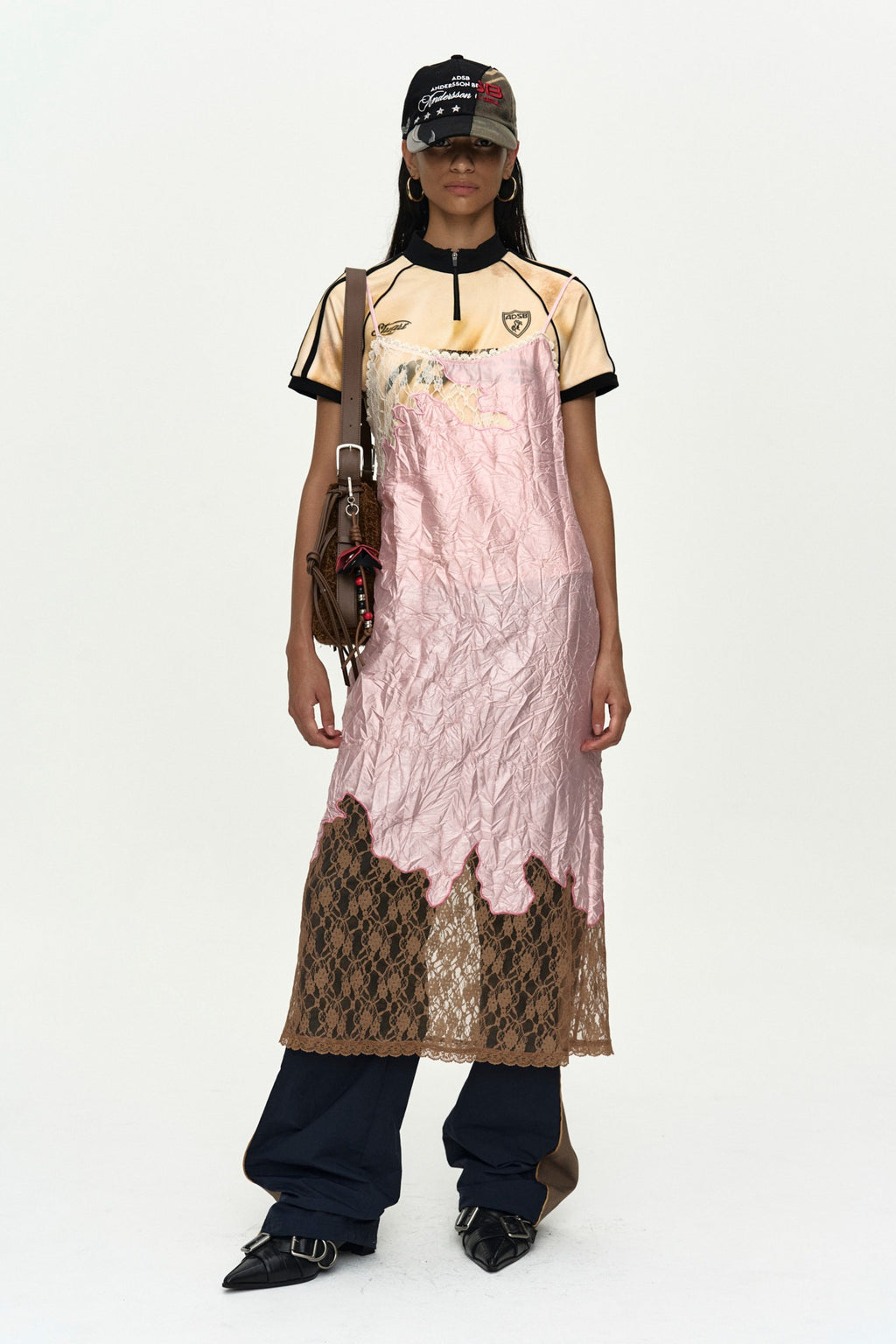 Andersson Bell - Embroidery Lace Dress (Pink/Brown) product image 1 | TRAB K-Fashion Australia