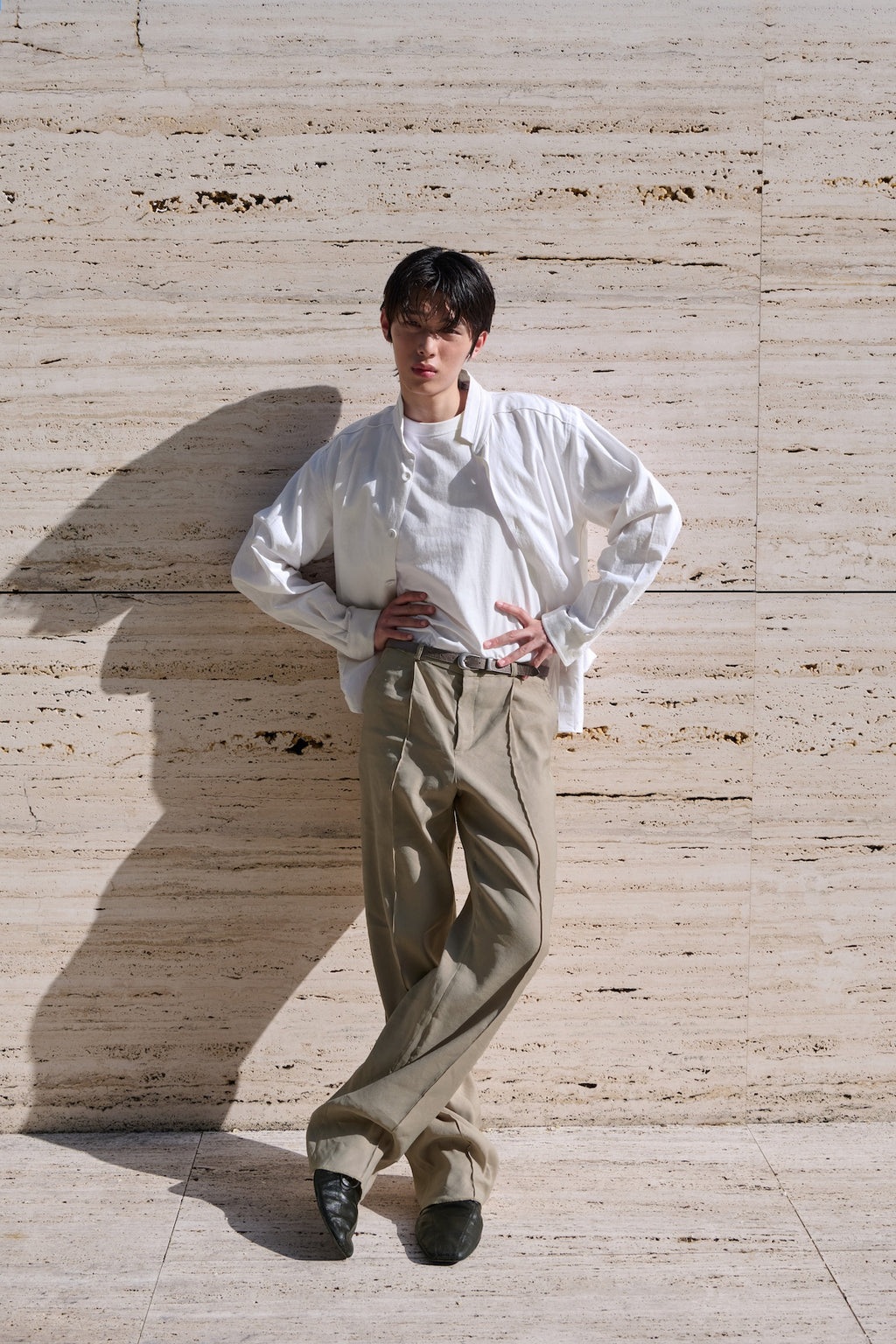 STU - Stand Collar Crease Shirt (White) product image 16 | TRAB K-Fashion Australia