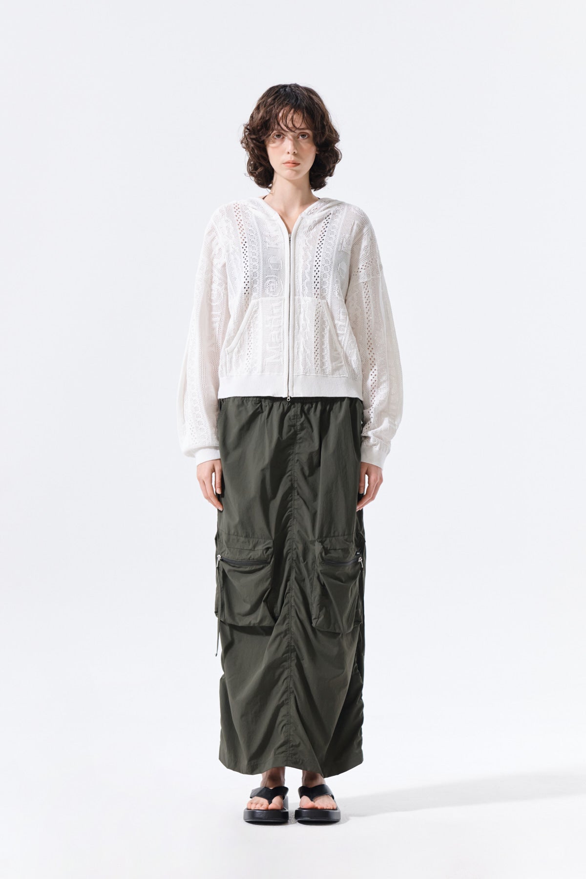 Matin Kim - Patch Pocket Shirring Nylon Skirt (Khaki) product image 11 | TRAB K-Fashion Australia