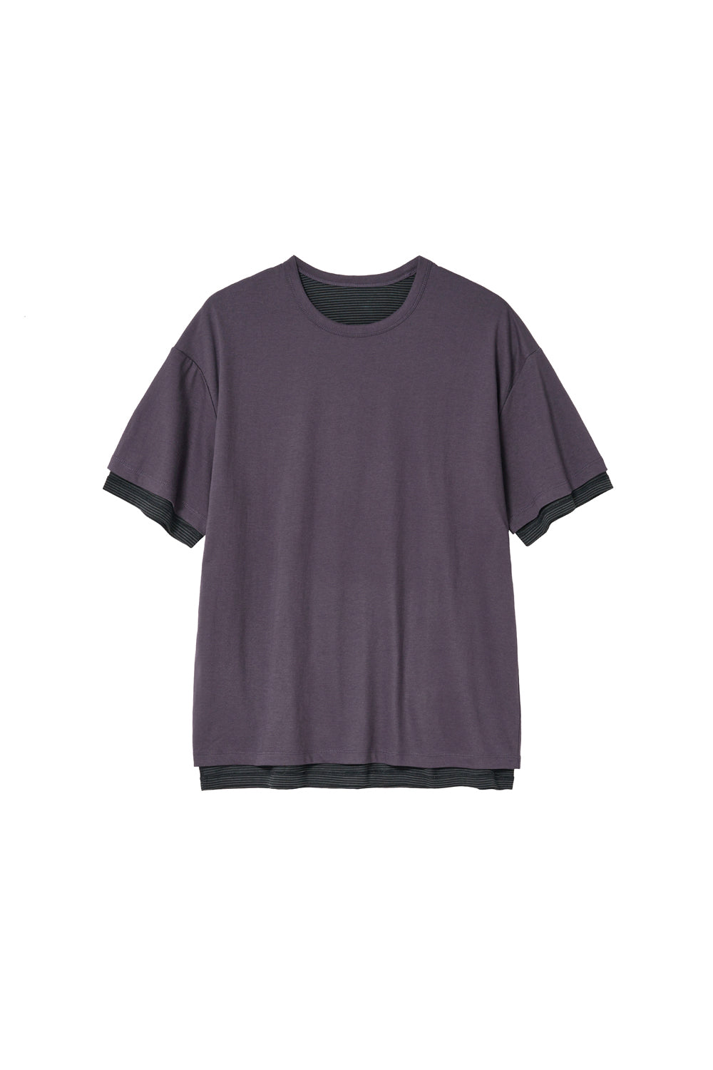 Hatchingroom - Two Face Stripe Tee 1/2 Purple (Charcoal) product image 1 | TRAB K-Fashion Australia
