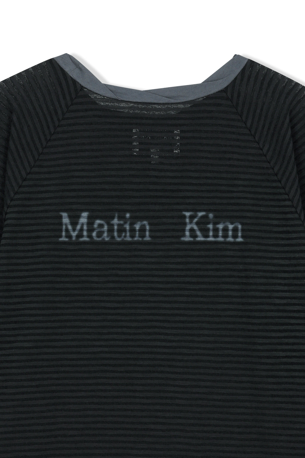 Matin Kim - Twist Boat Neck Stripe Logo Top (Black) product image 4 | TRAB K-Fashion Australia