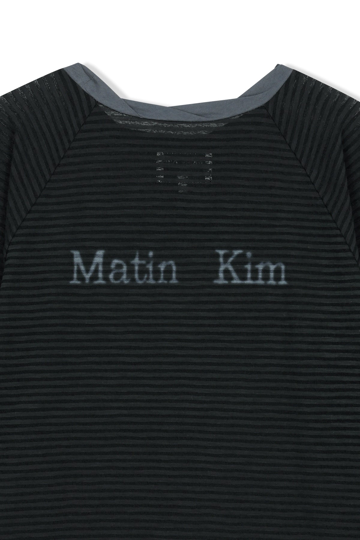 Matin Kim - Twist Boat Neck Stripe Logo Top (Black) product image 4 | TRAB K-Fashion Australia