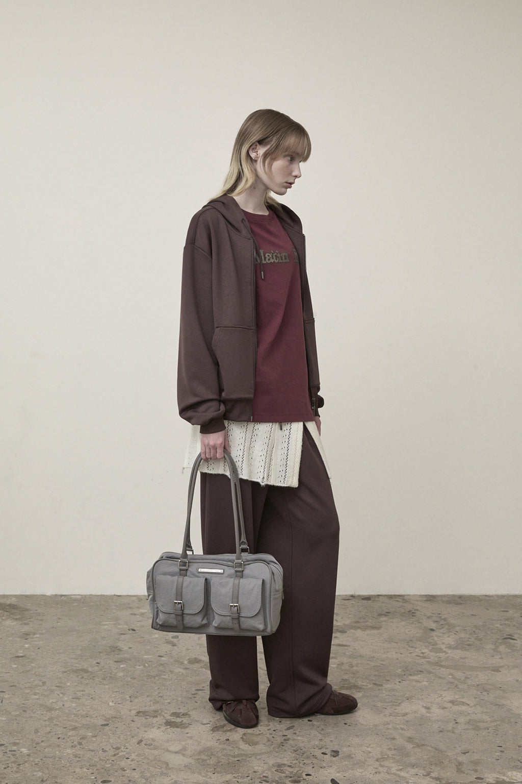 Matin Kim - Back Logo Glitter Hoody Zip Up (Brown) product image 9 | TRAB K-Fashion Australia