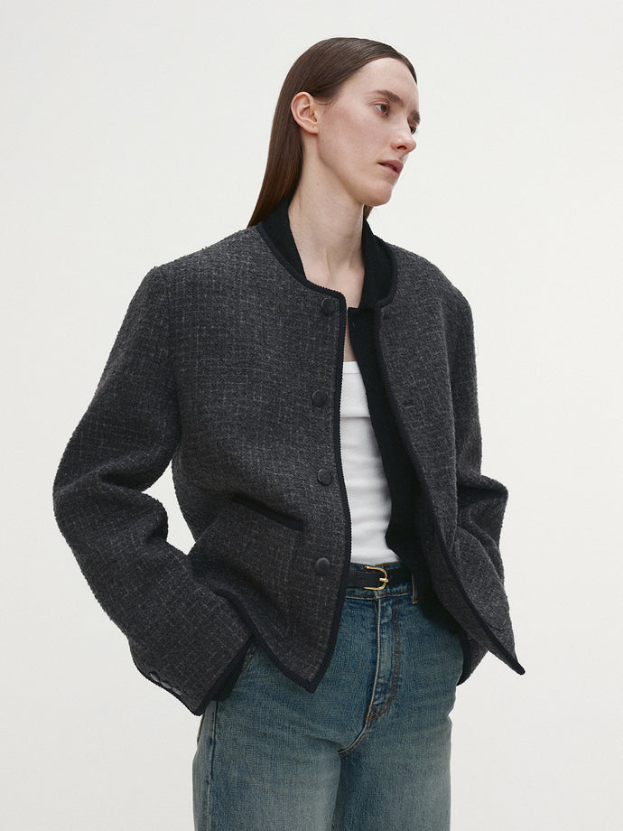 Tonywack - Wool Tweed Blouson Jacket (Dark Grey) product image 1 | TRAB K-Fashion Australia