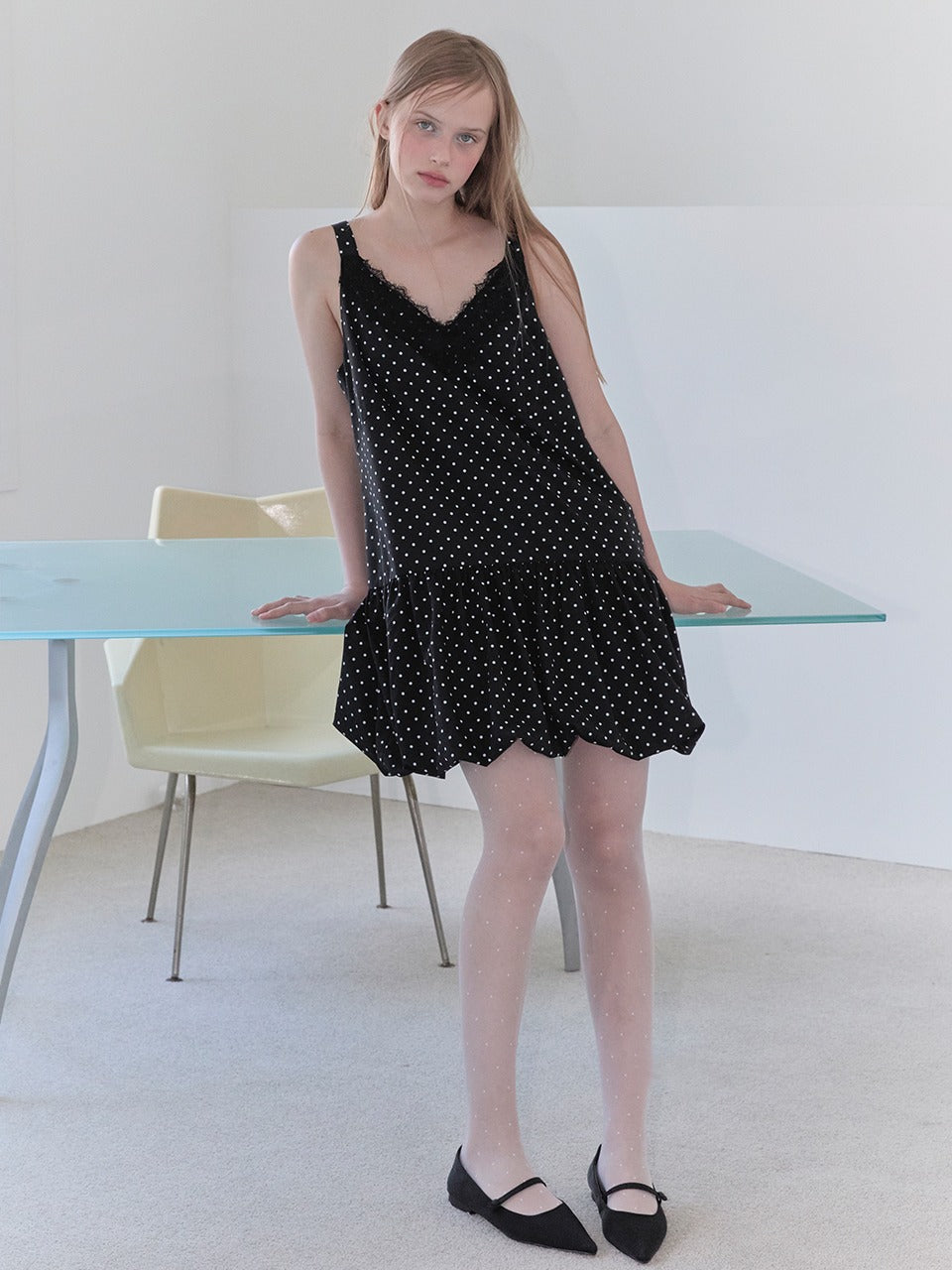 Margarin Fingers - Dot Balloon One Piece (Black) product image 1 | TRAB K-Fashion Australia