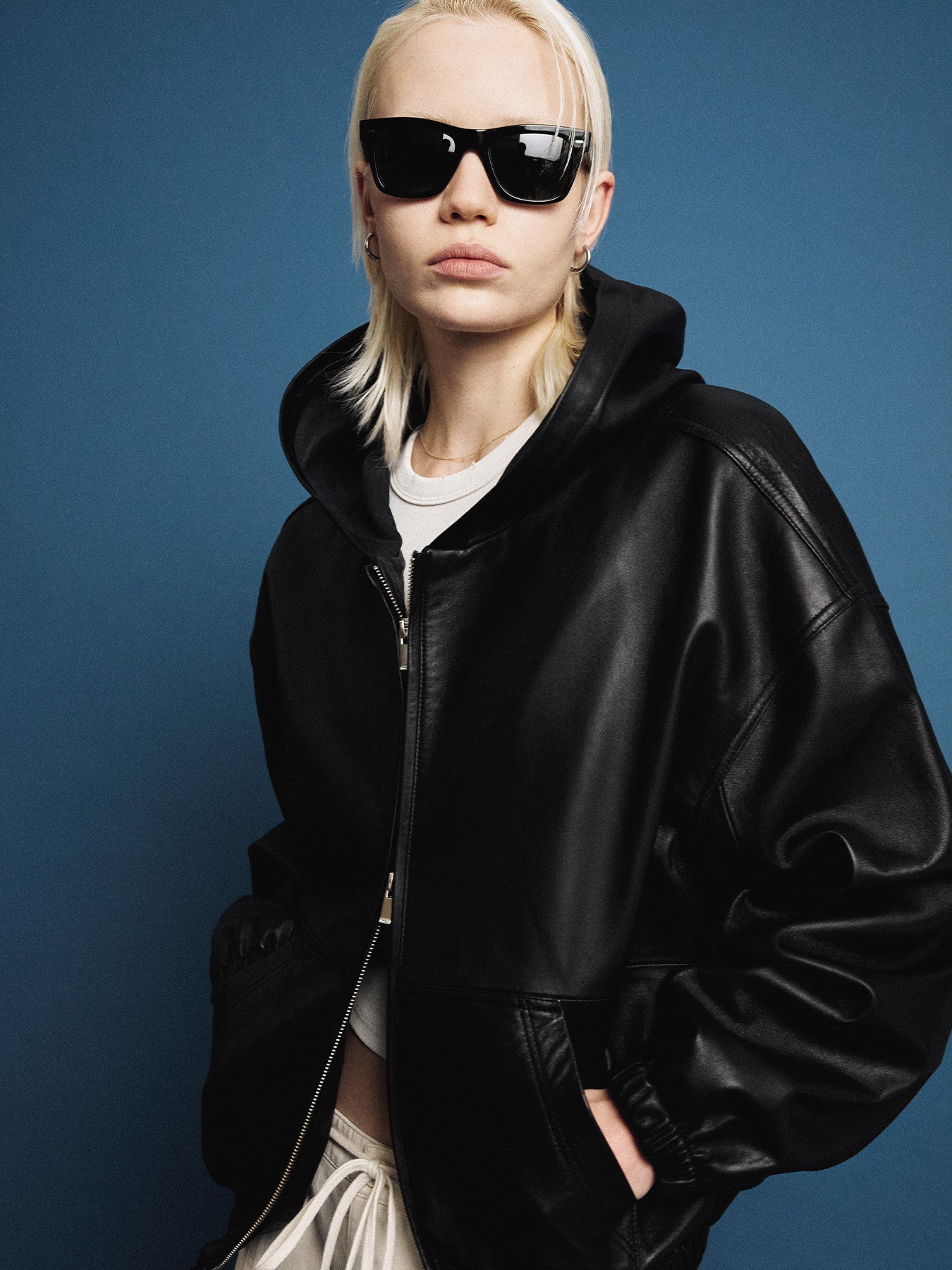 Tonywack - Nappa Leather Hoodie Jacket (Black) product image 1 | TRAB K-Fashion Australia