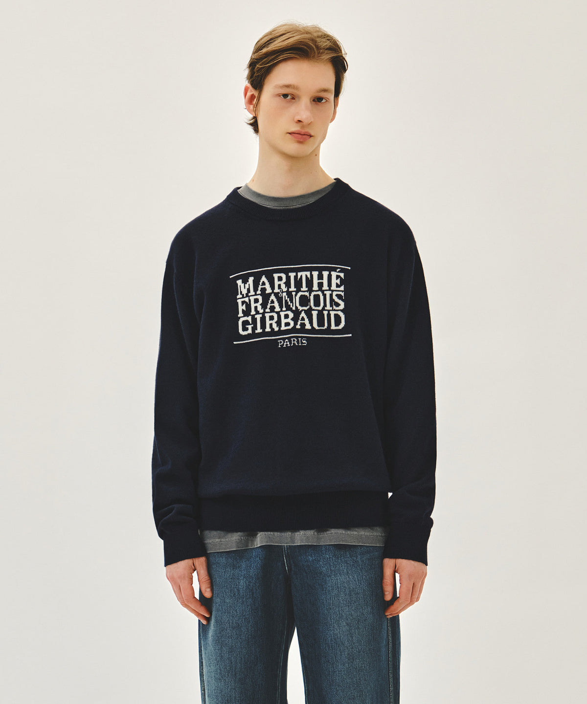 Marithe & Francois Girbaud - Classic Logo Knit Pullover (Navy) product image 1 | TRAB K-Fashion Australia