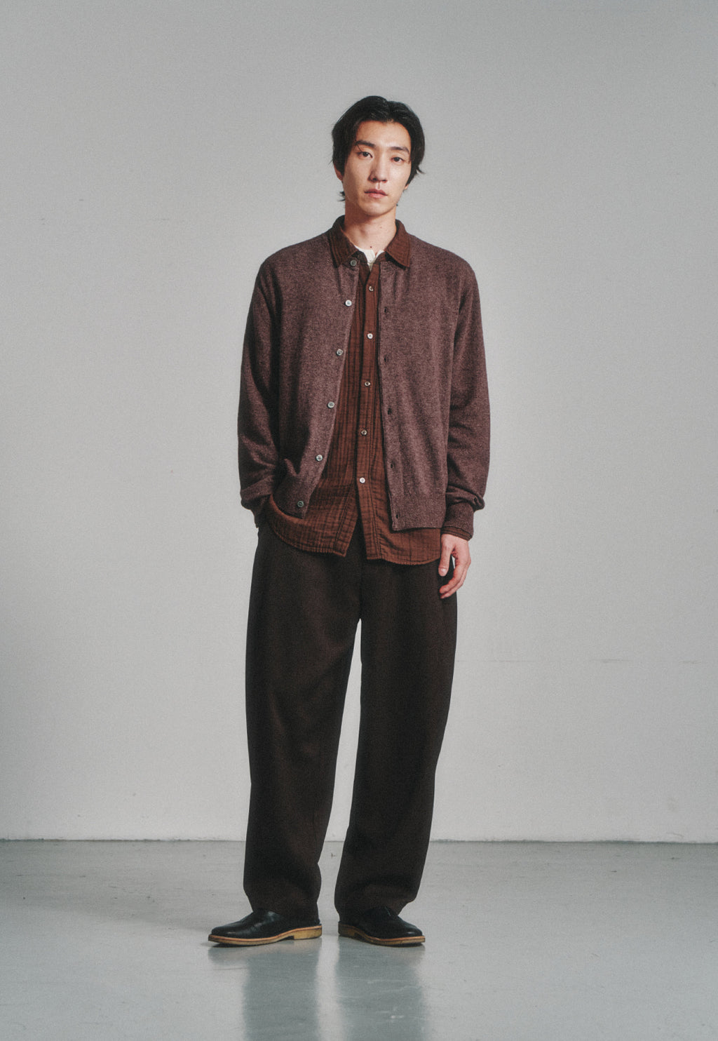 Art if acts - Wholegarment Round Neck Cardigan (Melange Brown) product image 4 | TRAB K-Fashion Australia