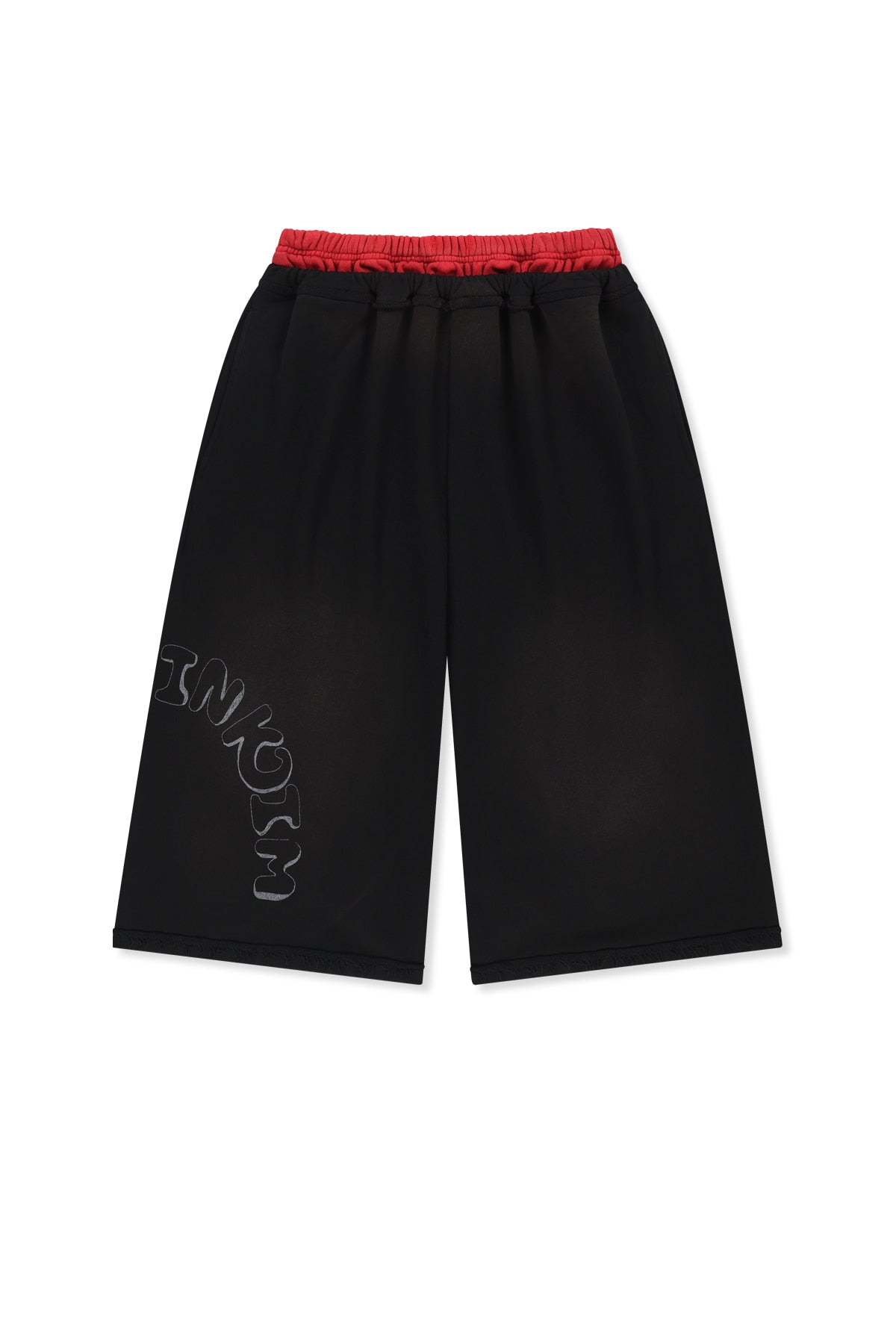 Matin Kim - Vintage Washed Color Contrast Bermuda Sweatpants (Black) product image 1 | TRAB K-Fashion Australia