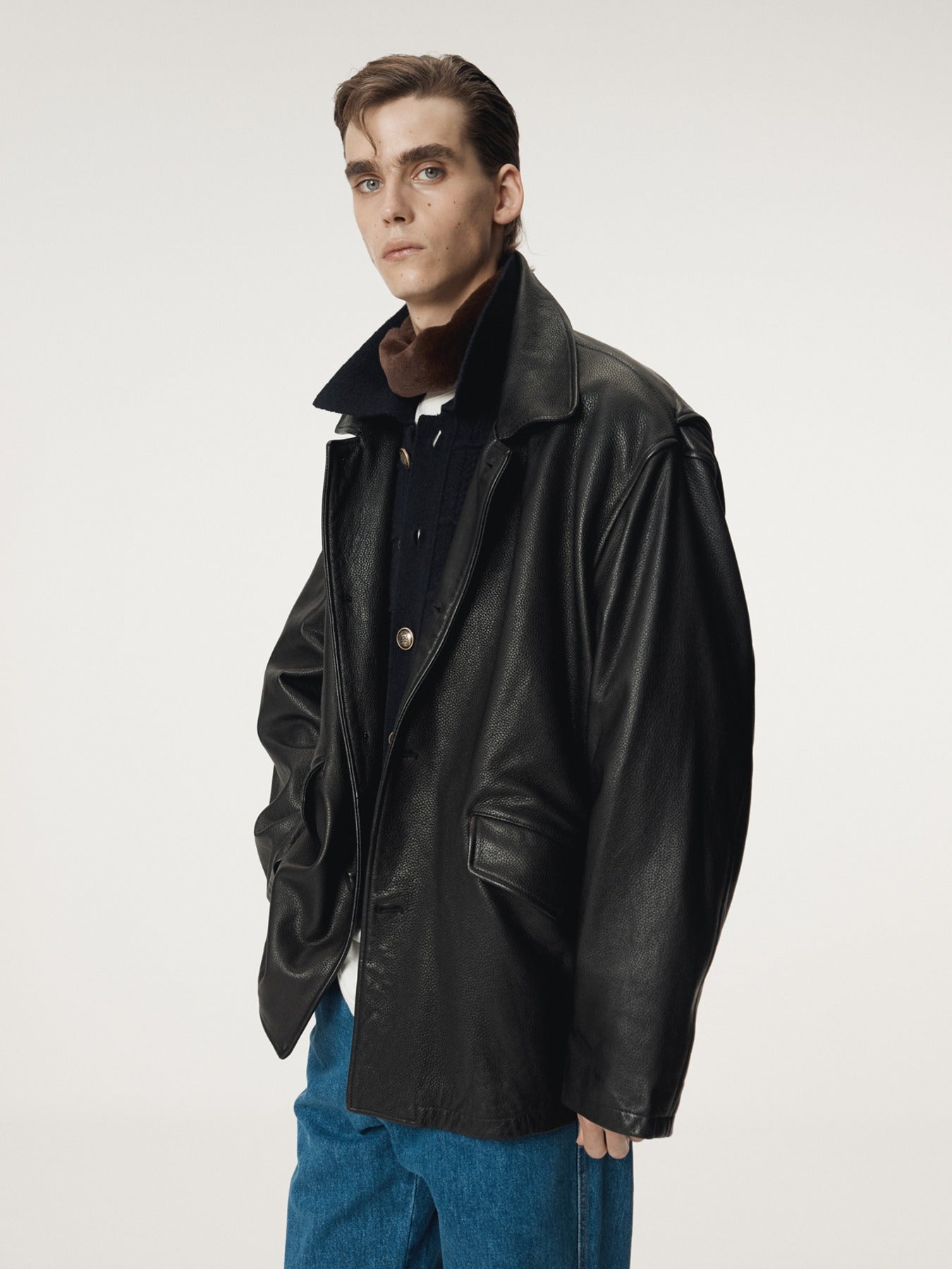 Recto - Vintage Leather Chore Jacket (Black) product image 1 | TRAB K-Fashion Australia