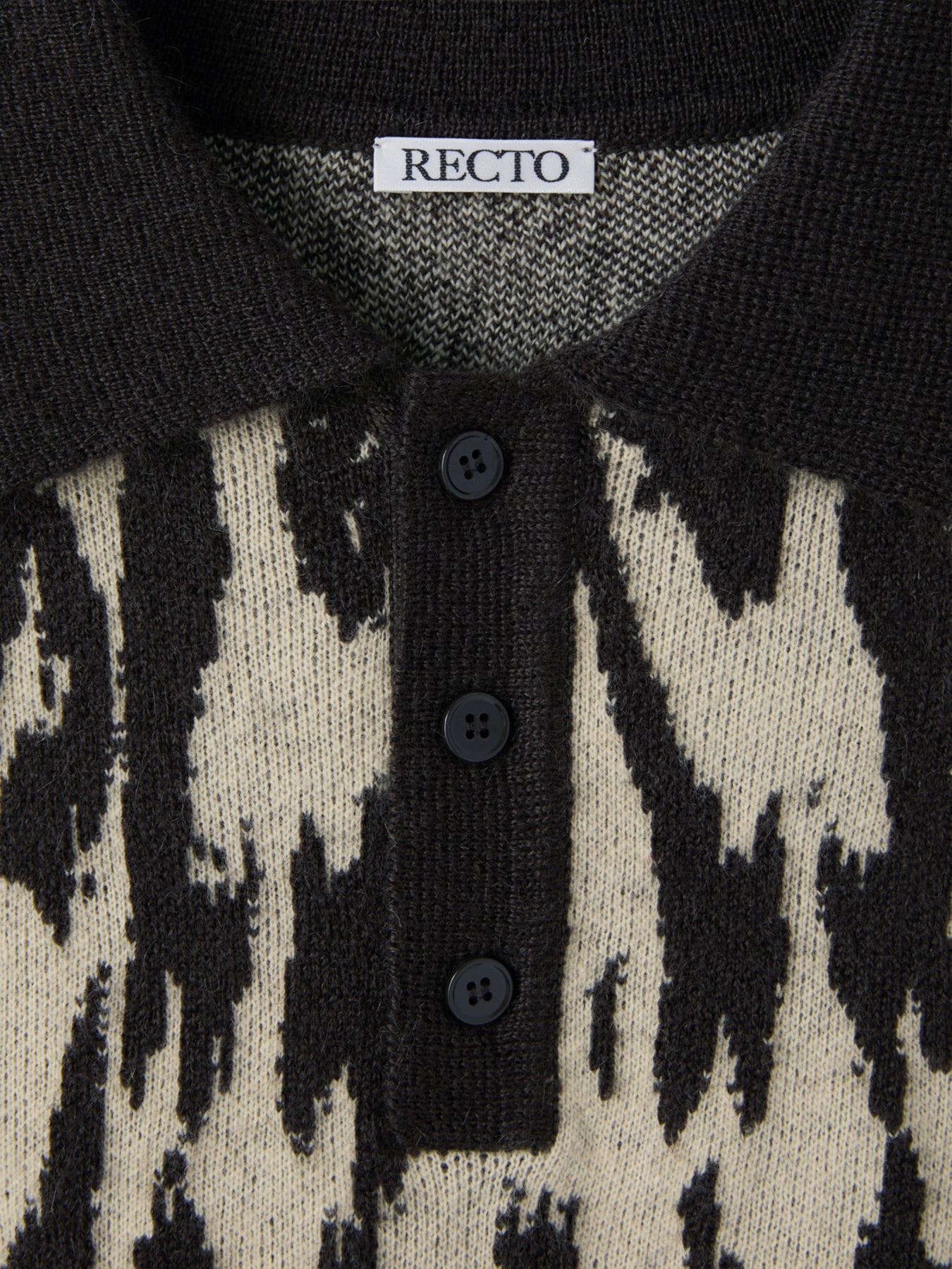 Recto - Leopard Jacquard Polo Knit Top (Dark Brown) product image 9 | TRAB K-Fashion Australia