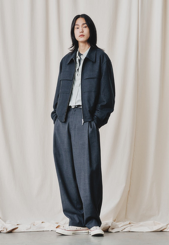 Art if acts - Contrast Wool Blouson (Charcoal) product image 1 | TRAB K-Fashion Australia