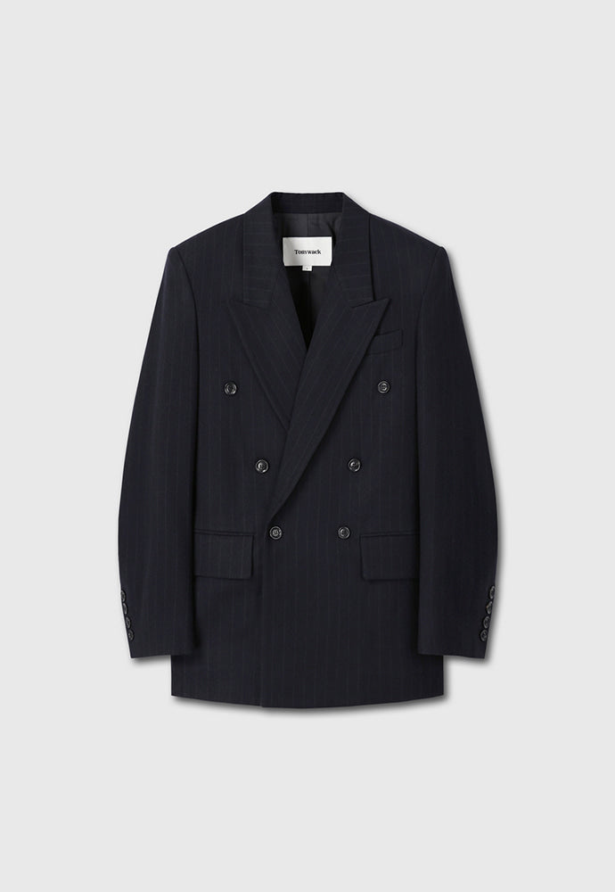 Tonywack - Virgin Wool Oversized Double-Breasted Jacket (Navy Pinstripe) product image 7 | TRAB K-Fashion Australia