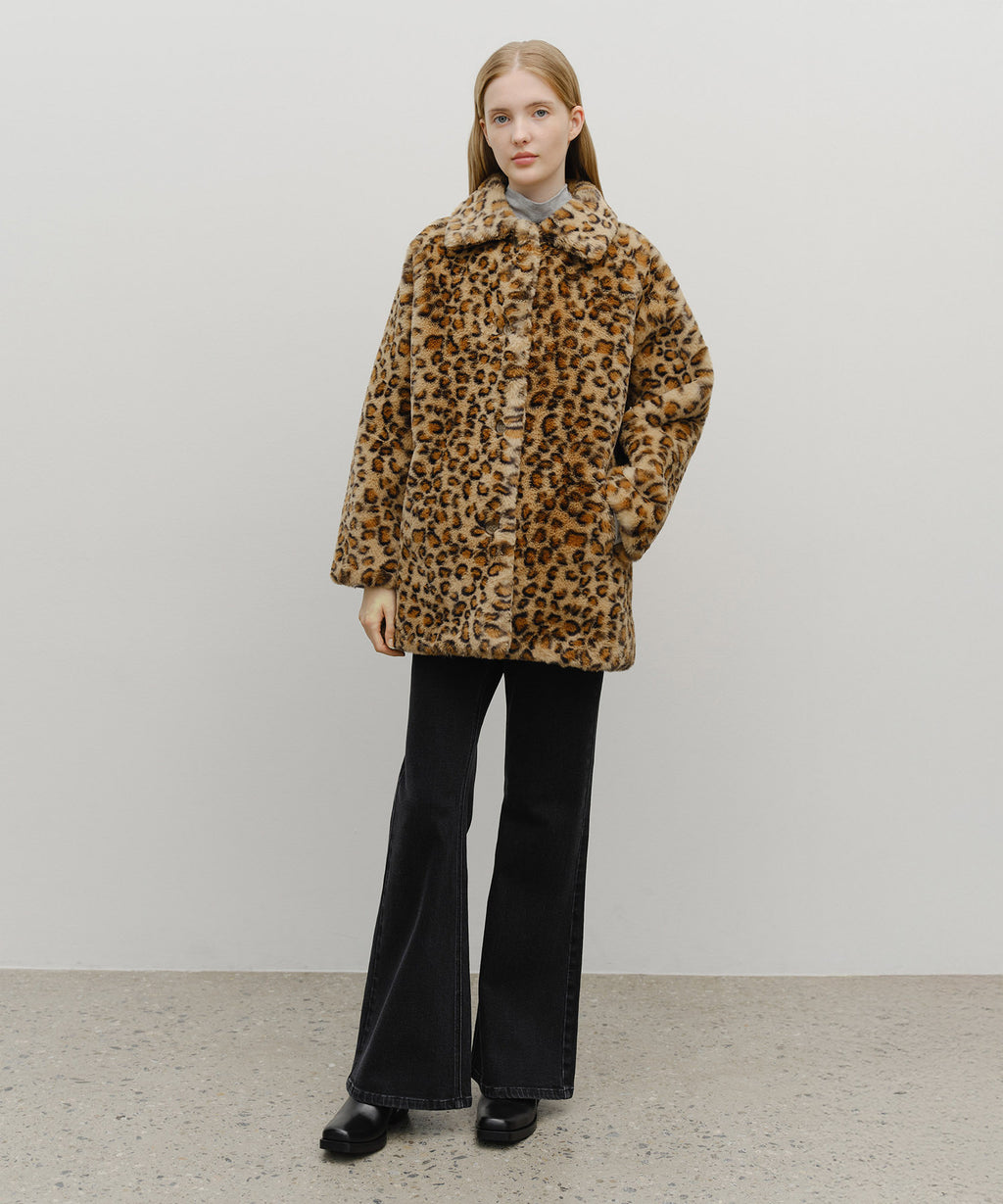 Marithe & Francois Girbaud - Mid Shearling Fur Coat (Brown) product image 1 | TRAB K-Fashion Australia