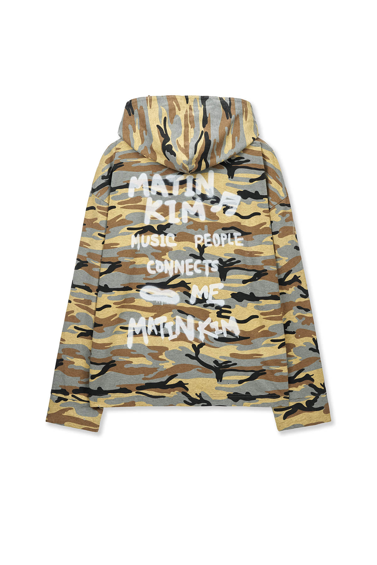 Matin Kim - Typo Artwork Camouflage Hoody (Camel) product image 2 | TRAB K-Fashion Australia
