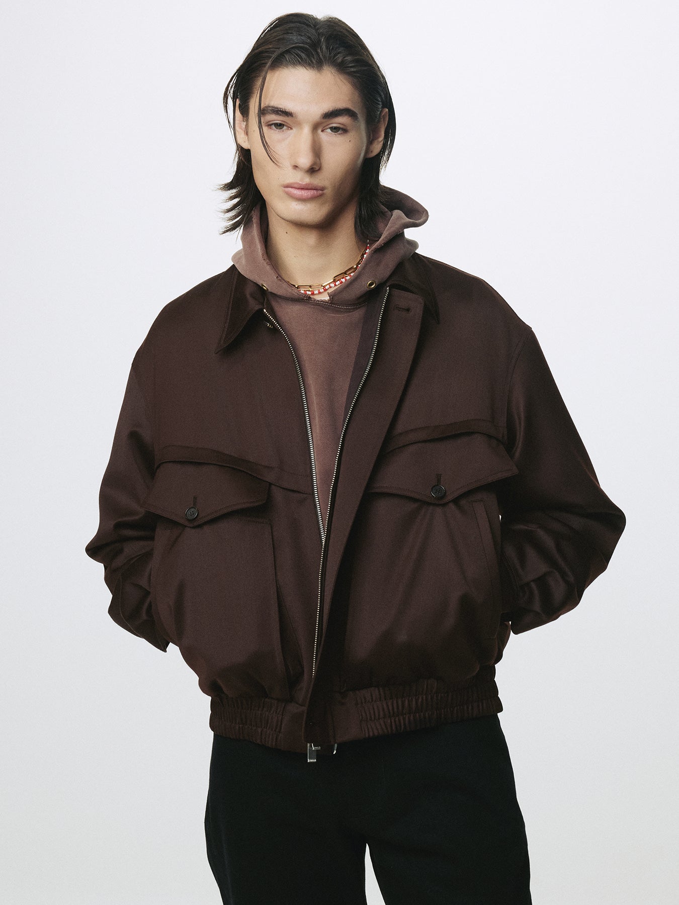 Tonywack - Wool Viscose Oversized Bomber Jacket (Dark Burgundy) product image 6 | TRAB K-Fashion Australia
