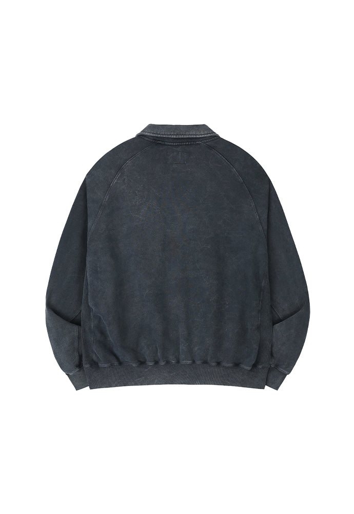 Art if acts - Garment Dyed Half Zipup Sweat (Bleach Navy) product image 7 | TRAB K-Fashion Australia