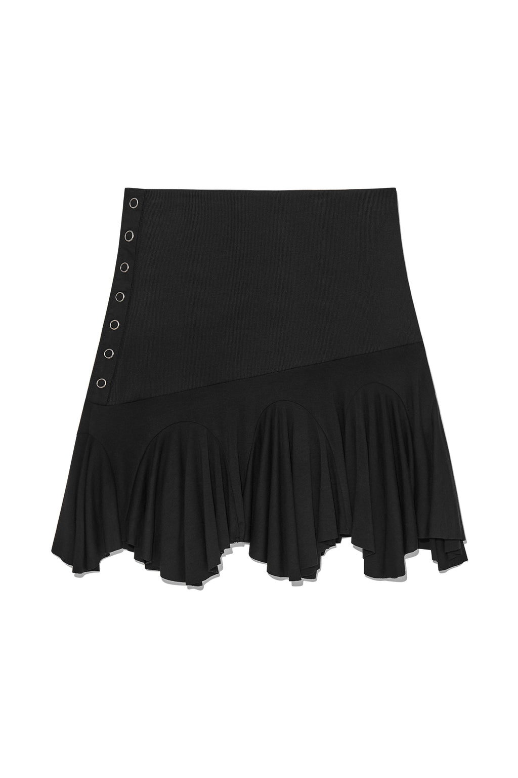 Matin Kim - Unbalance Flare Folding Skirt (Black) product image 2 | TRAB K-Fashion Australia