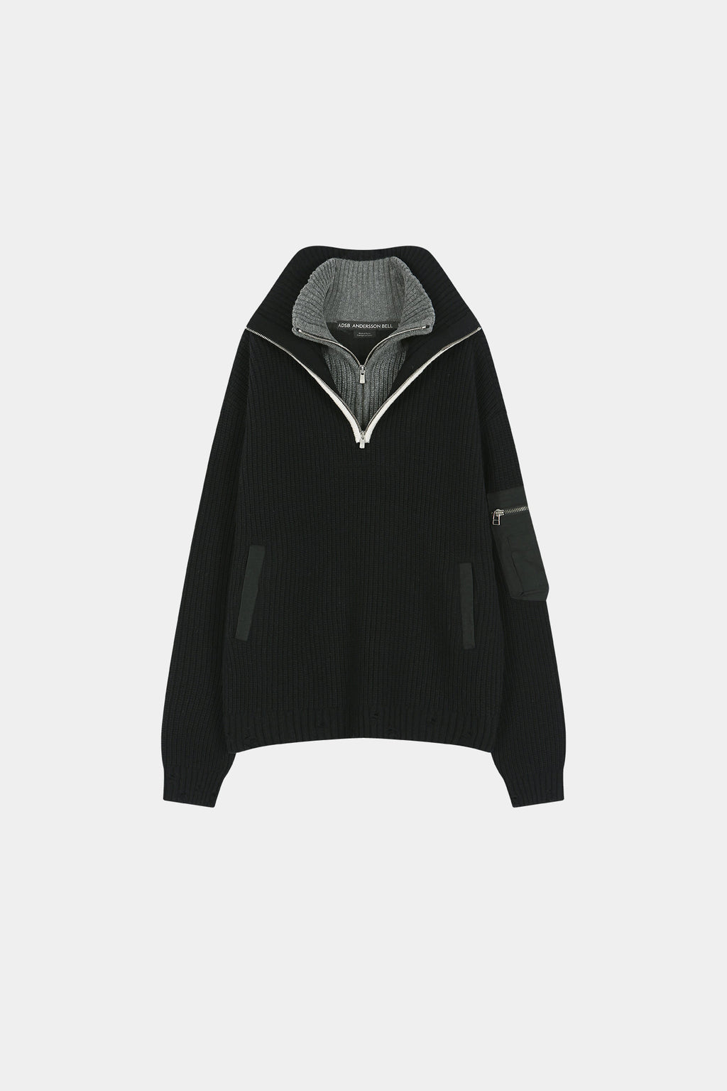 Andersson Bell - Double Layered Quarter Zip-Up Sweater (Black/Grey) product image 10 | TRAB K-Fashion Australia