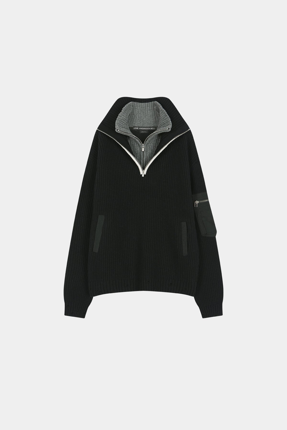 Andersson Bell - Double Layered Quarter Zip-Up Sweater (Black/Grey) product image 10 | TRAB K-Fashion Australia