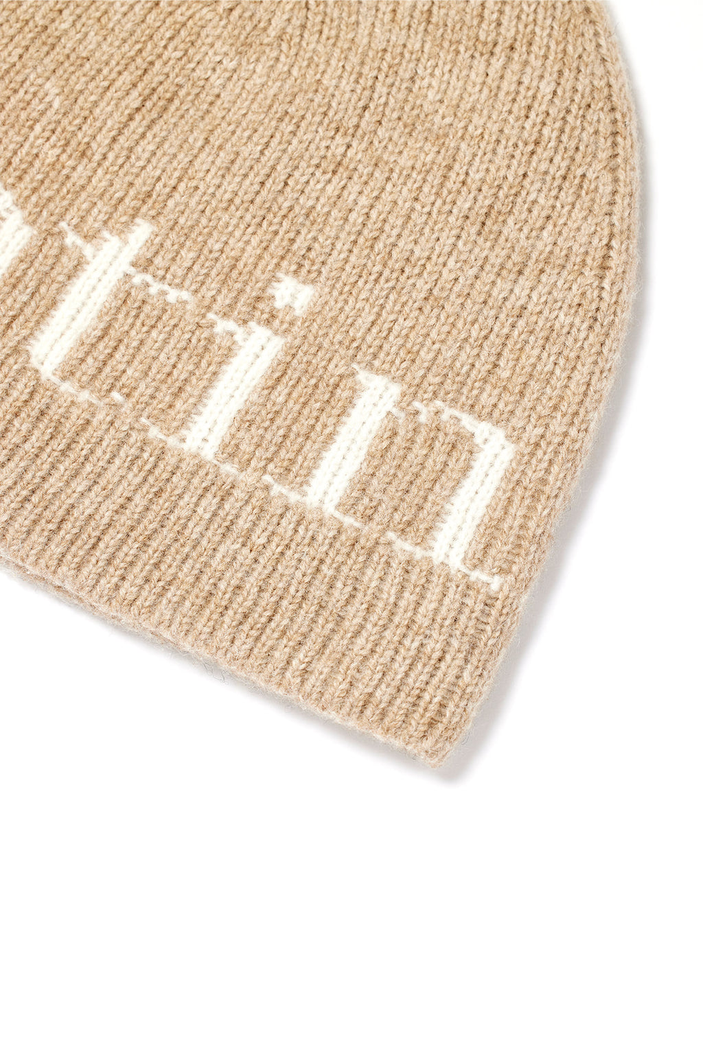 Matin Kim - Logo Jacquard Knit Beanie (Beige) product image 3 | TRAB K-Fashion Australia