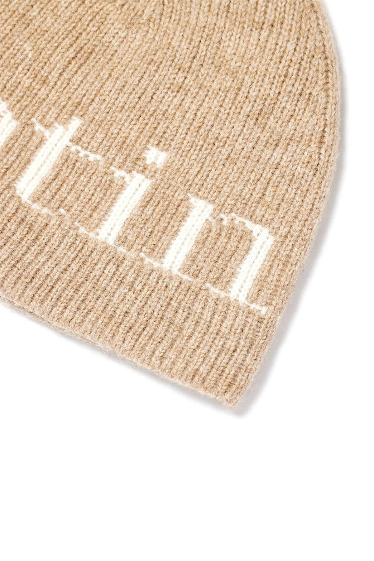 Matin Kim - Logo Jacquard Knit Beanie (Beige) product image 3 | TRAB K-Fashion Australia