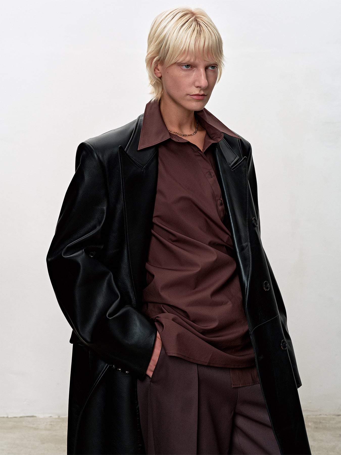 Tonywack - Nappa Leather Double-Breasted Coat (Black) product image 5 | TRAB K-Fashion Australia