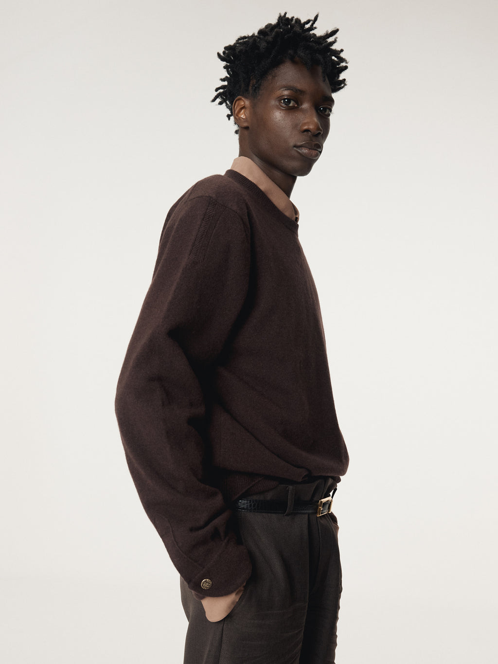 Recto - Shirt Cuffs Detail Knit Top (Dark Burgundy) product image 6 | TRAB K-Fashion Australia