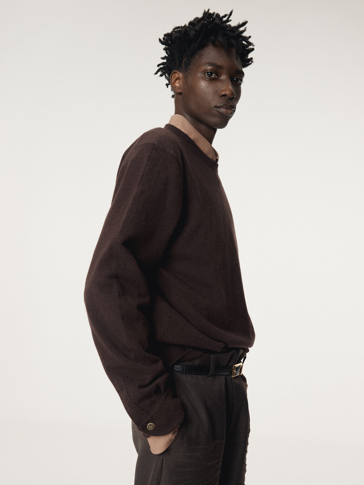 Recto - Shirt Cuffs Detail Knit Top (Dark Burgundy) product image 6 | TRAB K-Fashion Australia