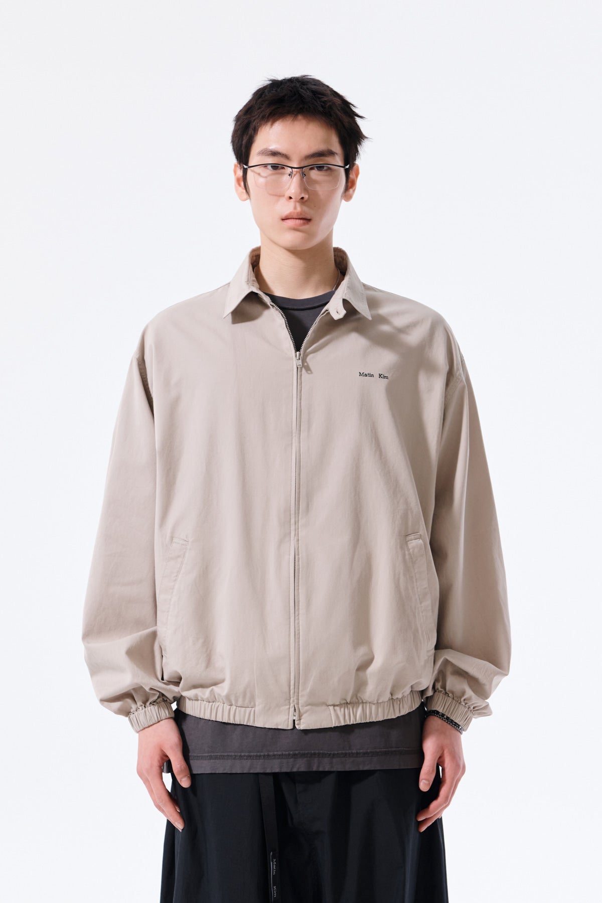 Matin Kim - Small Logo Cotton Zip Up Jumper (Light Beige) product image 11 | TRAB K-Fashion Australia
