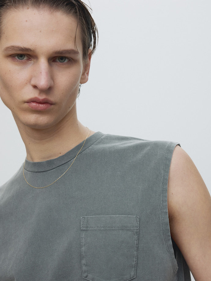 Tonywack - Garment-Dyed Patch Pocket Sleeveless (Faded Carbon) product image 5 | TRAB K-Fashion Australia