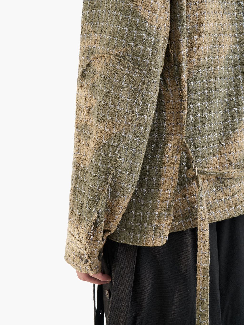 Jiyong Kim - Sun-Bleached Collarless Tweed Jacket (Green) product image 7 | TRAB K-Fashion Australia