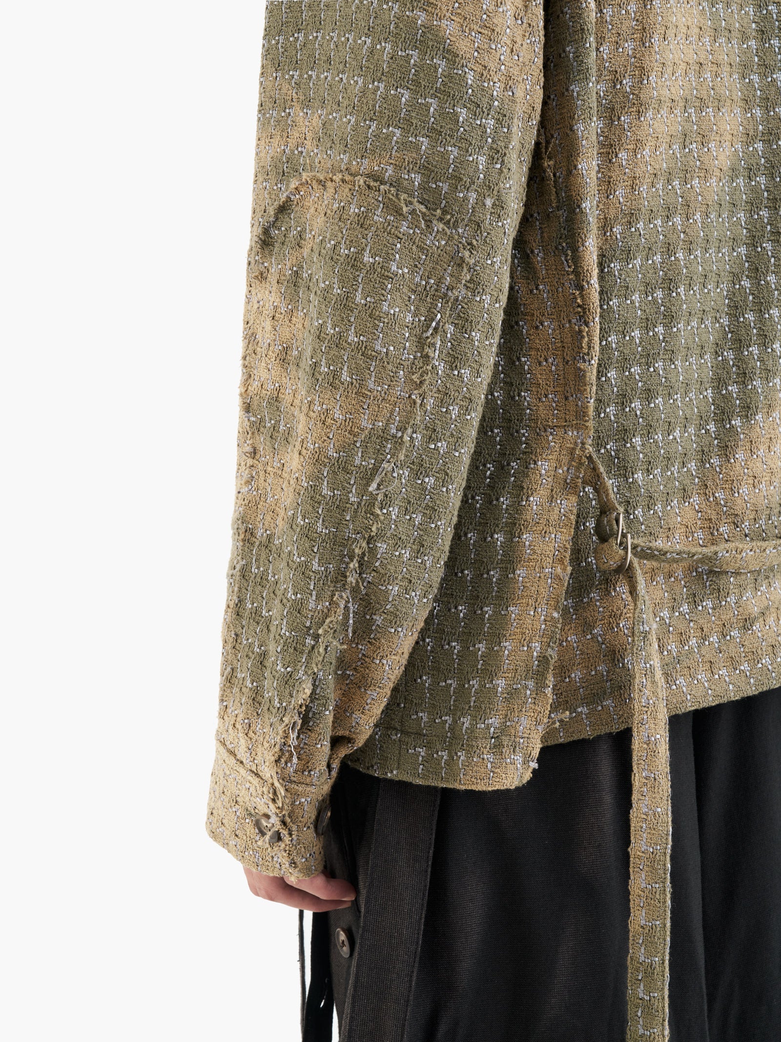Jiyong Kim - Sun-Bleached Collarless Tweed Jacket (Green) product image 7 | TRAB K-Fashion Australia
