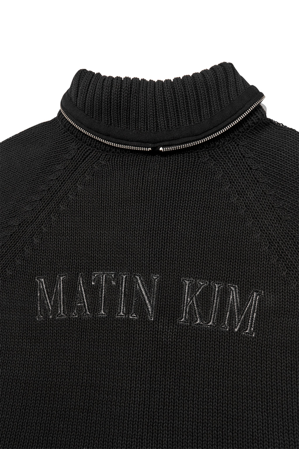 Matin Kim - Applique Logo Patch Knit Zip Up (Black) product image 6 | TRAB K-Fashion Australia
