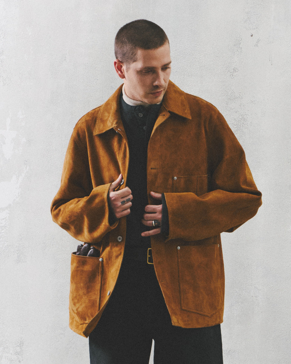 Eastlogue - Railman Work Leather Jacket (Beige Suede) product image 2 | TRAB K-Fashion Australia