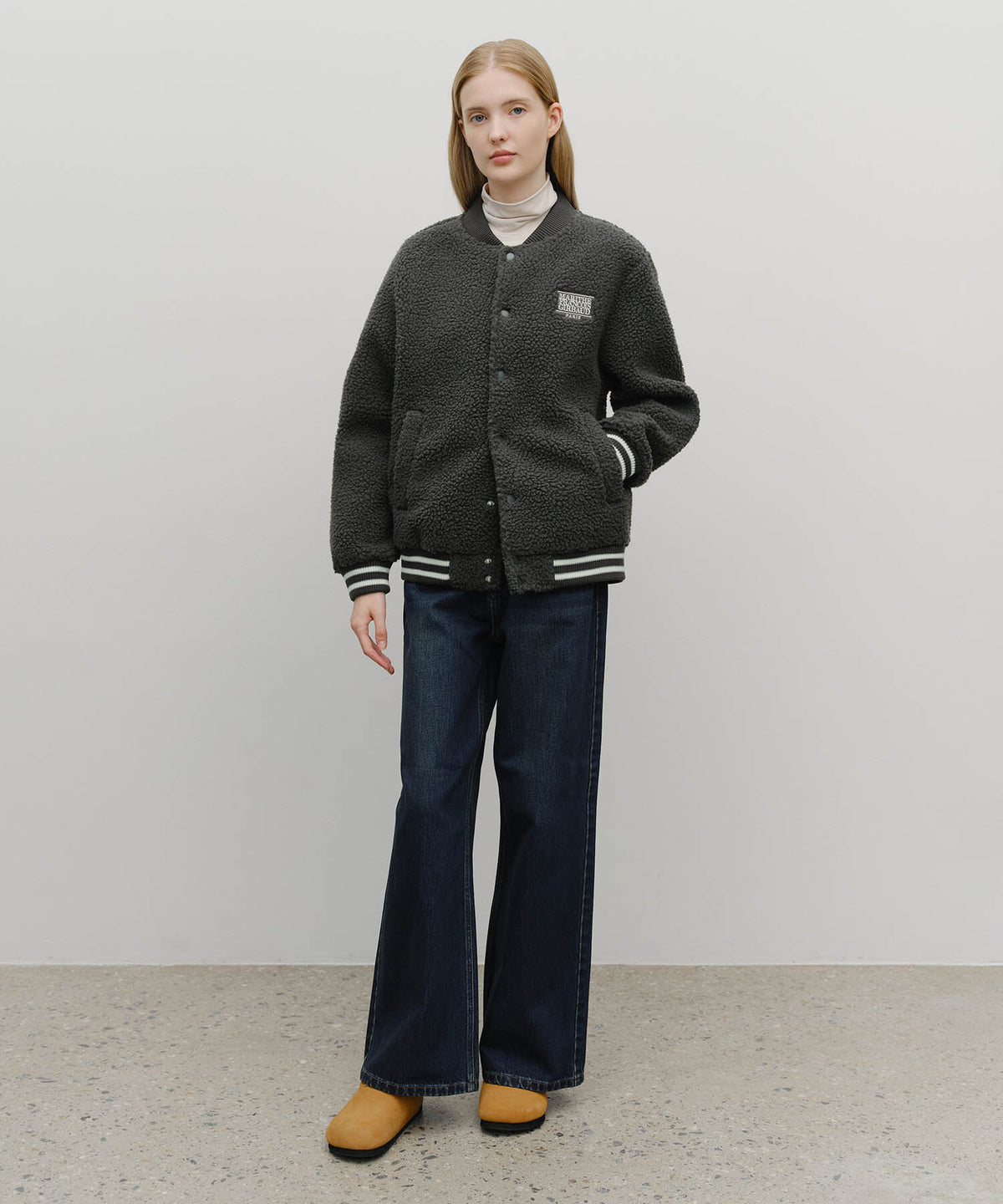 Marithe & Francois Girbaud - Fleece Varsity Jacket (Charcoal) product image 5 | TRAB K-Fashion Australia