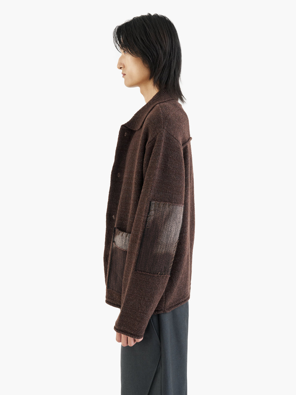 Jiyong Kim - Sun-Bleached Pocket Knit Cardigan (Brown) product image 3 | TRAB K-Fashion Australia